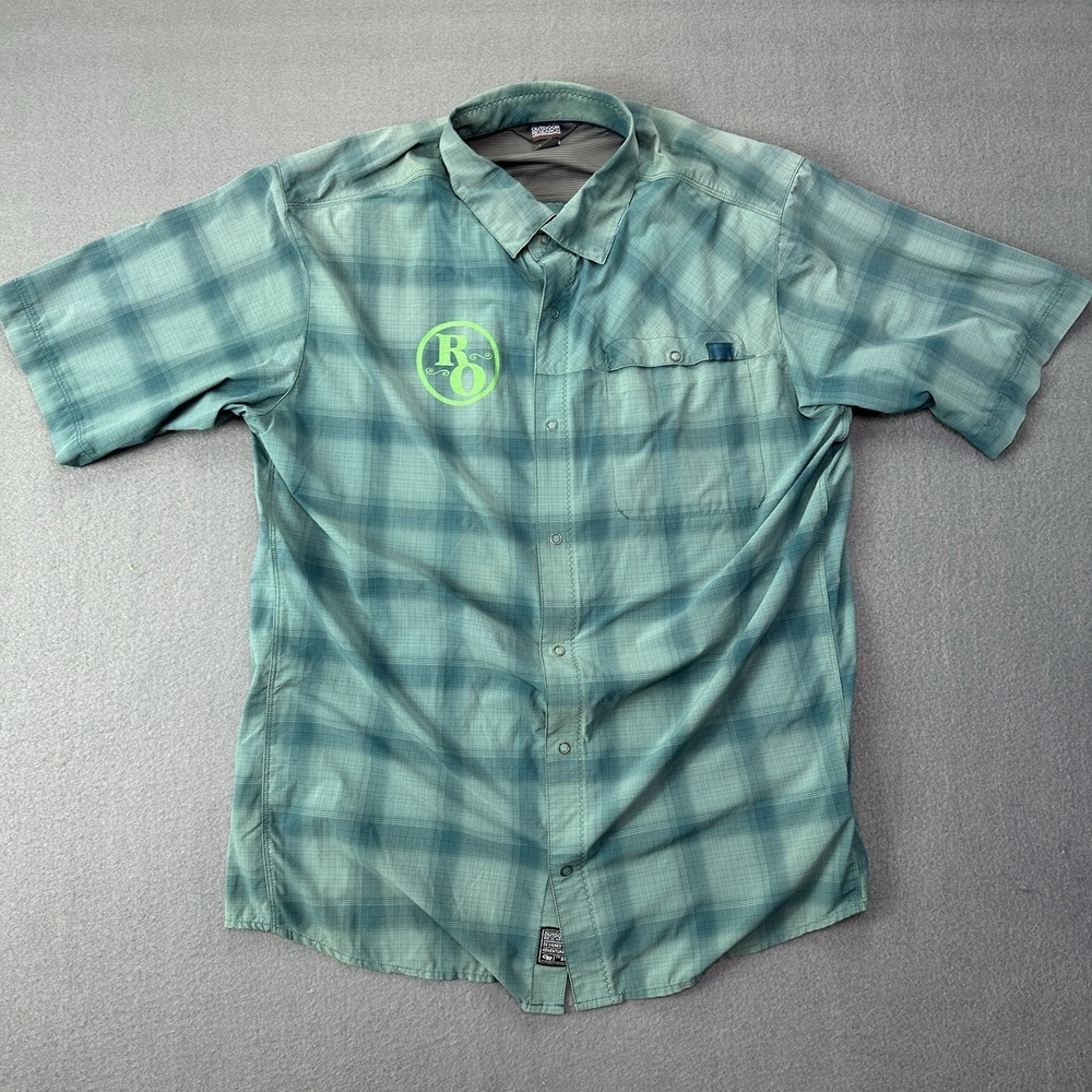 Outdoor Research Astroman Sun Shirt Mens Extra Large Snap Short Sleeve Blue OR